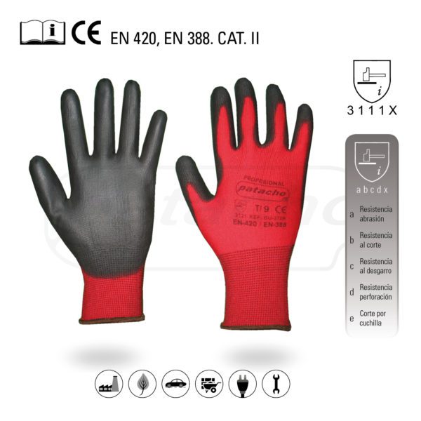Polyester-polyurethane gloves GU-370R/10