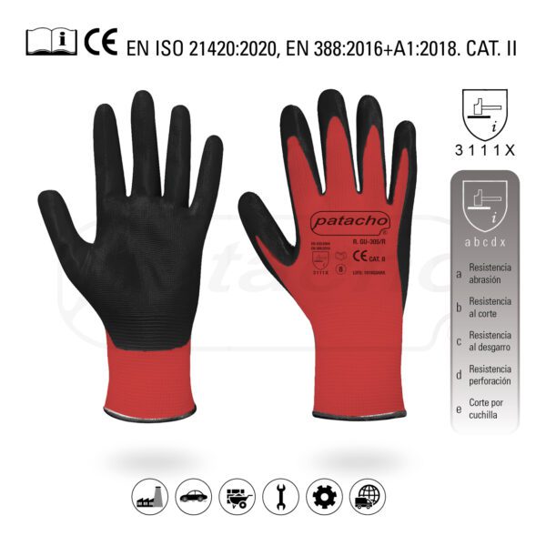 Nitrile gloves red/black GU-305N/10